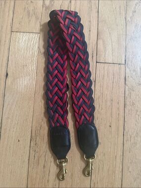Clare V red and black braided bag strap